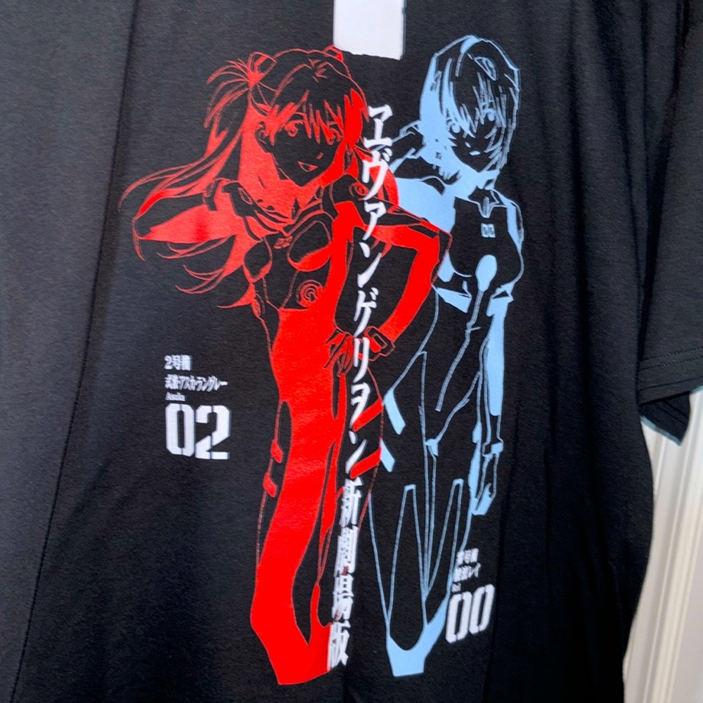 Neon Genesis Evangelion Rei & Asuka t-shirt Black men’s X-Large NWT’s Eva 00 02 - Picture 2 of 4